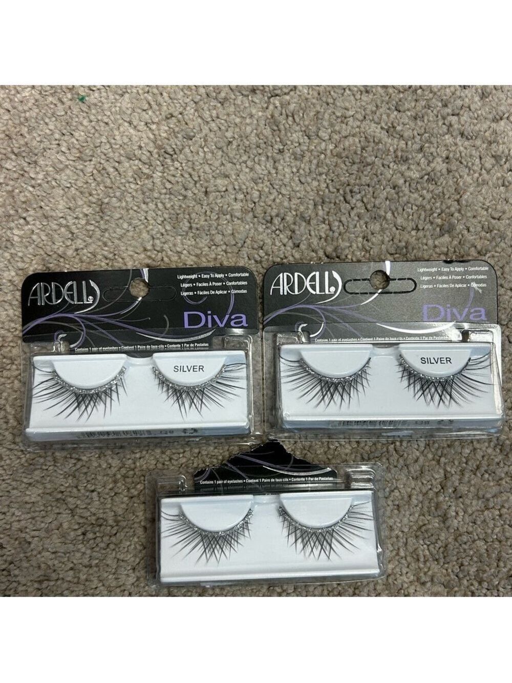 Ardell Diva metallic silver glitter lined lashes bundle set NWT cosplay theatre
